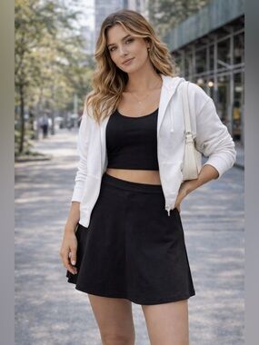 Bo+Tee Black Active Skort Mini Skirt Tennis Style Size M NWT